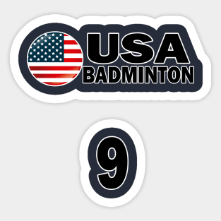 USA Badminton Number 9 T-shirt Design Sticker